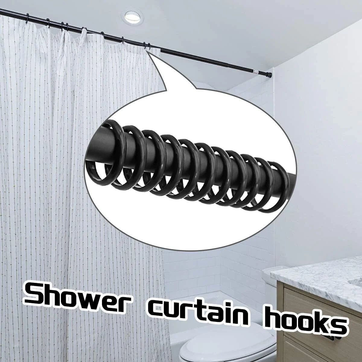 12pcs Plastic Shower Curtain Rings O-Ring Design Circular Shower Hooks for Bathroom (Black) Bathlux Bathroom Experts