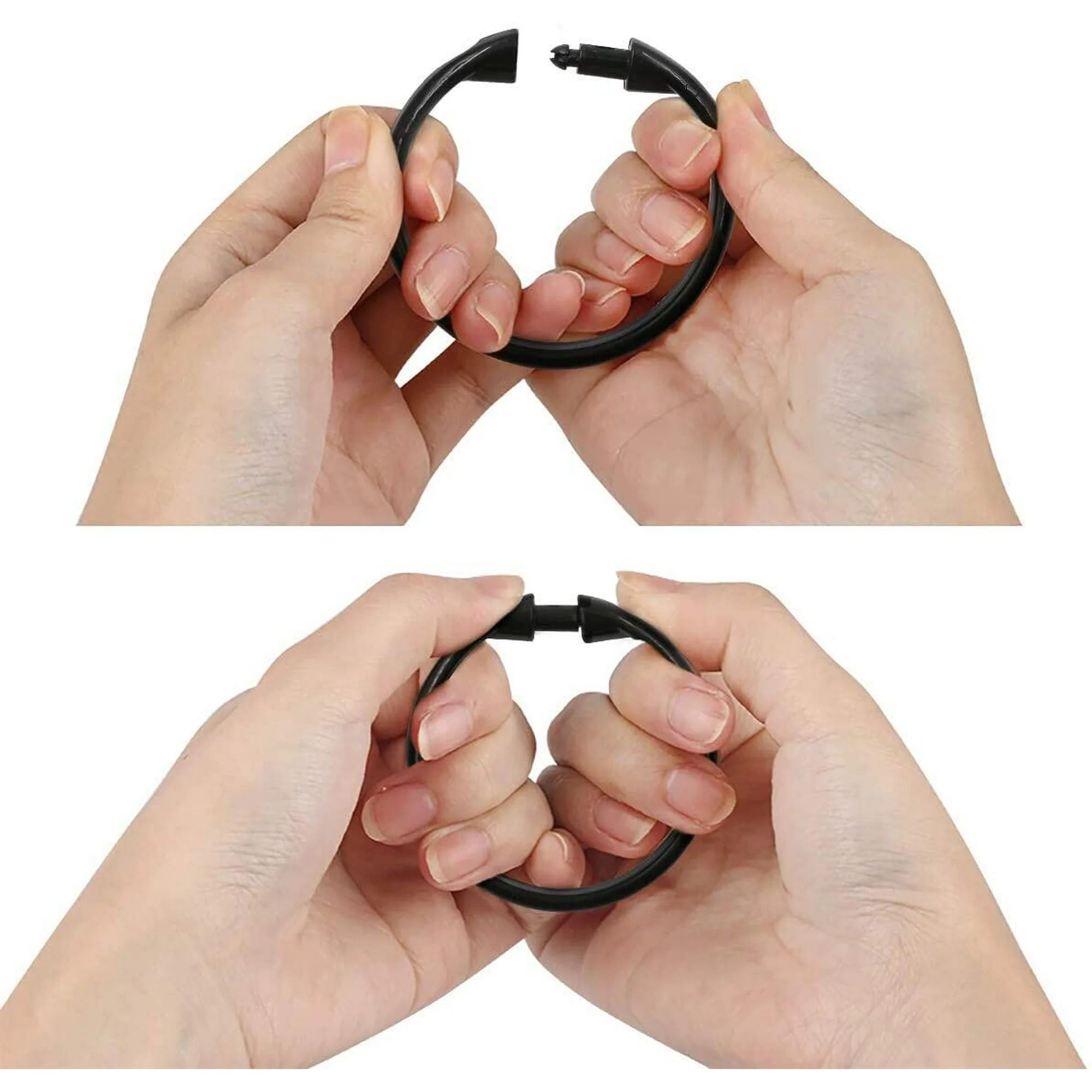 12pcs Plastic Shower Curtain Rings O-Ring Design Circular Shower Hooks for Bathroom (Black) Bathlux Bathroom Experts