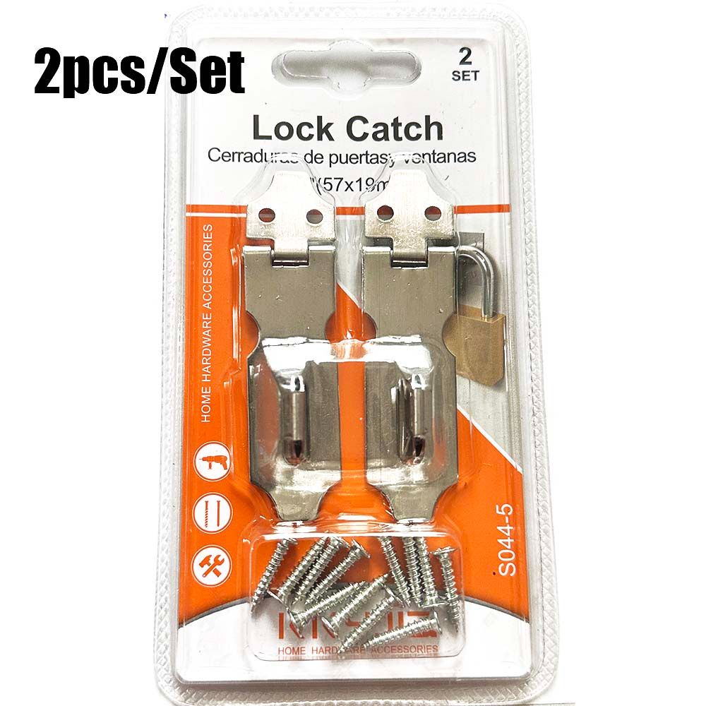 2pcs/Set Stainless Steel Padlock Clasp Gate Hasp Staple Easy Install Door Lock Shed Latch Household Burglar-Proof Hardware