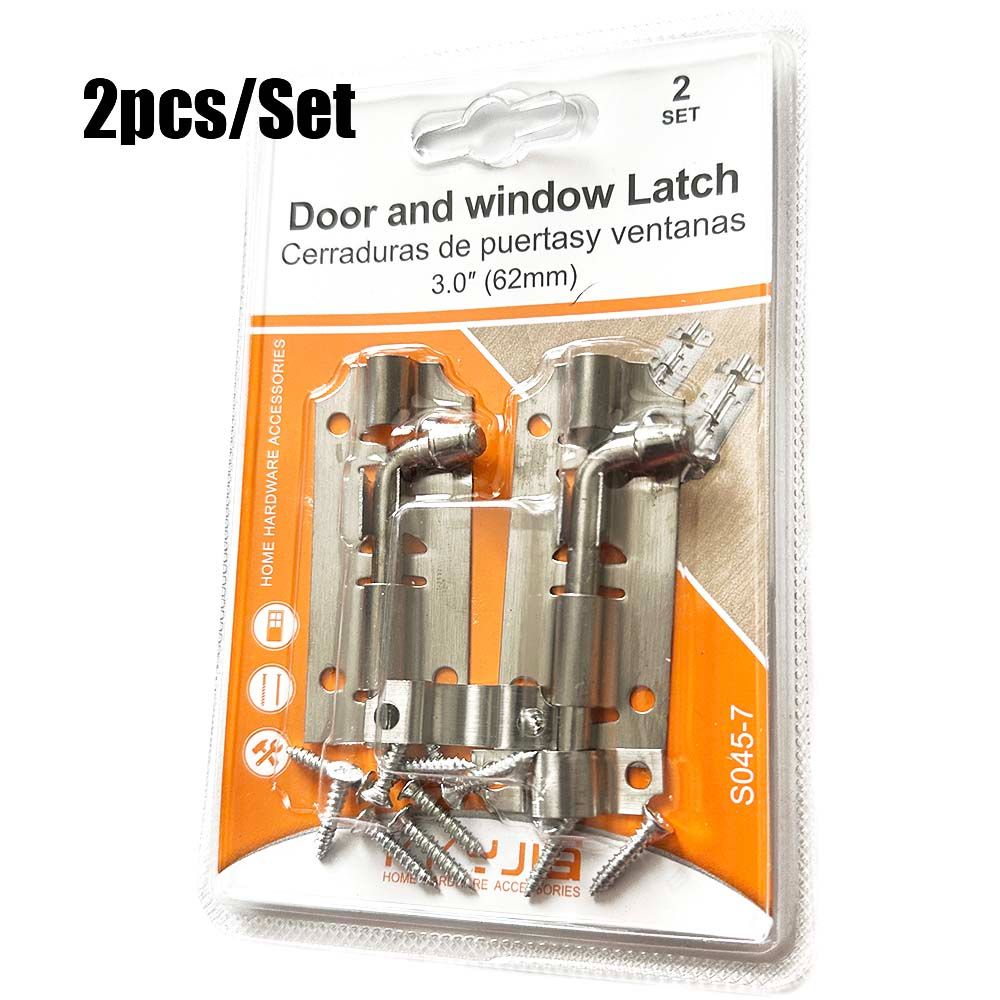 2pcs Door and Window Latch Lock Slide Bolt - for Bathroom, Bedroom, Toilet, Shed, Shower, Door Cupboard Cabinet Drawer - Catch Latch Slide Bolt Easy Fit with Screws