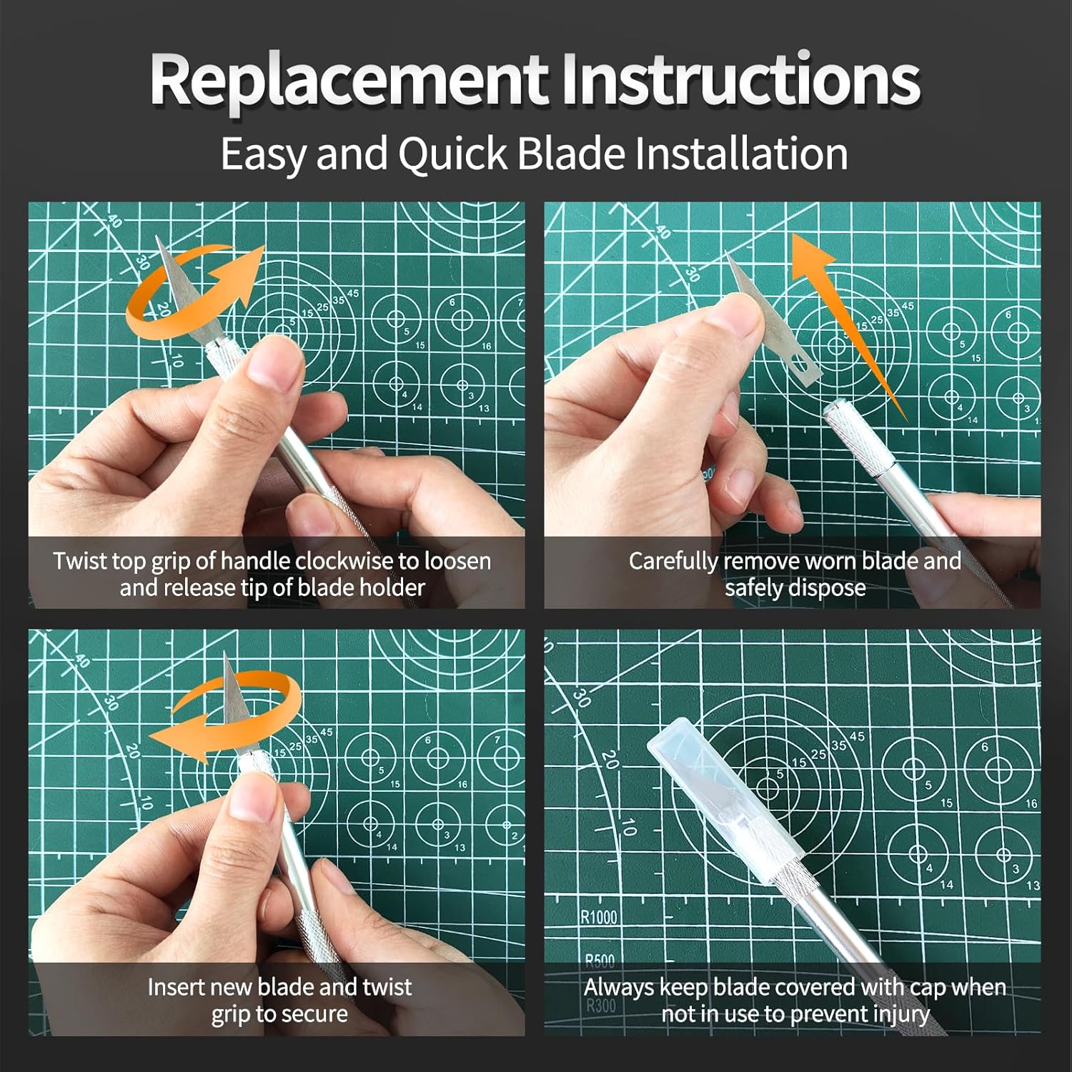 Professional Stainless Steel Precision Craft Knife Hobby Razor Tool with 5 Spare Blades for Phone Film PC Tablet Repair DIY Art Work Cutting Caving Sculpture, etc.