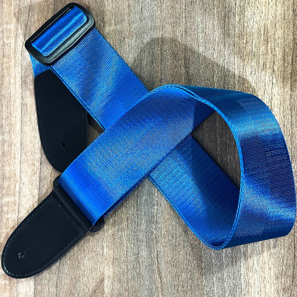 Blue High Grade Silk Guitar Straps Professional 2" Wide Adjustable