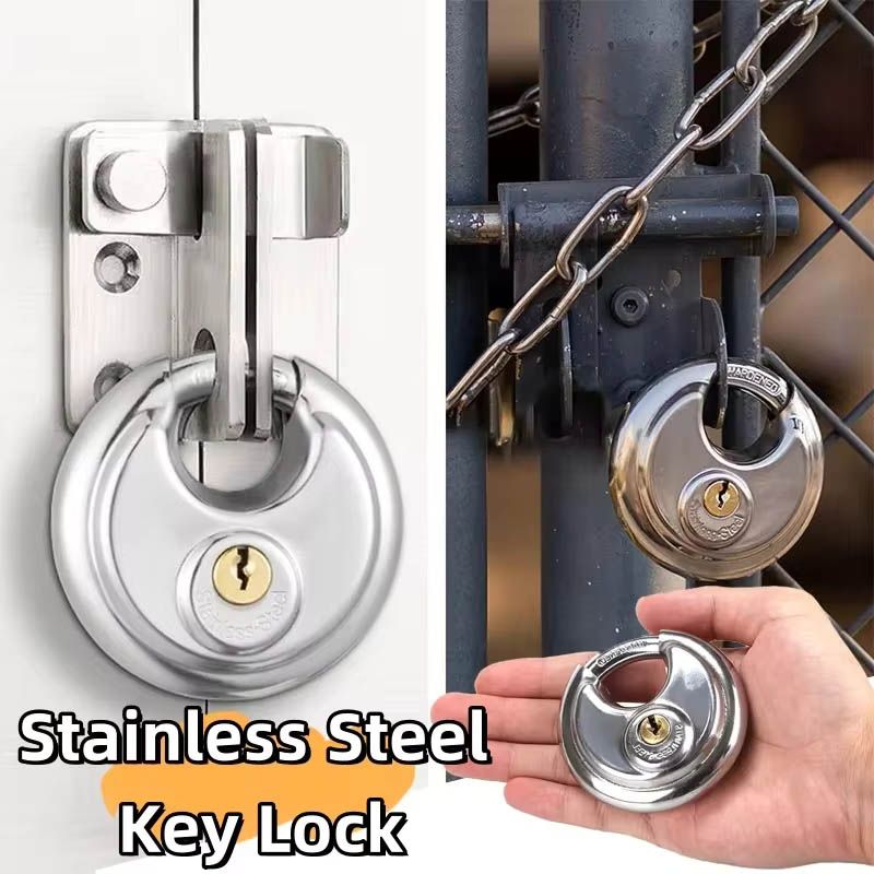 60mm Stainless Steel Disc Lock Keyed Padlock Outdoor Padlock with 3/8" Shackle Storage Drive Waterproof