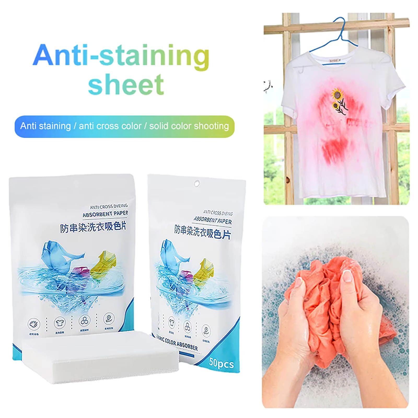 50pcs Anti-Dyeing Fabric Color Absorbing Paper, Cross-Resistant Dyeing Sheets Suces Clothing Color Absorbent Film, Colour & Dirt Catcher Household Washing Machine