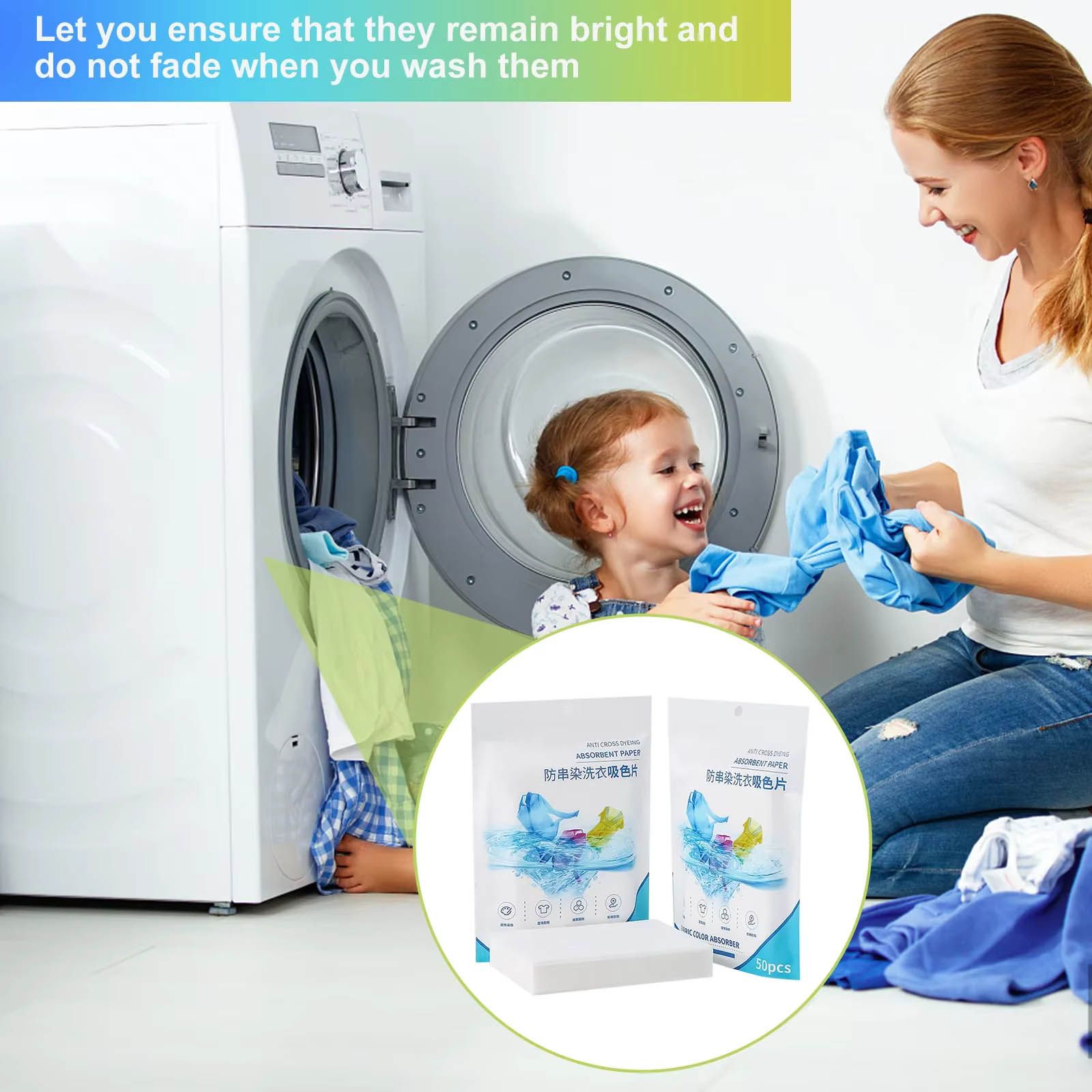 50pcs Anti-Dyeing Fabric Color Absorbing Paper, Cross-Resistant Dyeing Sheets Suces Clothing Color Absorbent Film, Colour & Dirt Catcher Household Washing Machine