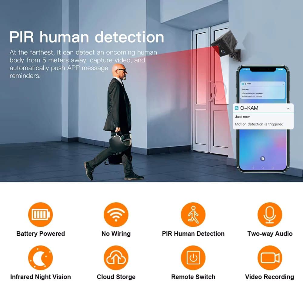 4G SIM Card Mini Security Smart Camera + Infrared Night Vision Built-in 3000mAh Rechargeable Battery PIR Human Detection + SD Card Support Upto 128GB Surveillance Spy CCTV MG3 Okam O-kam Pro Spying