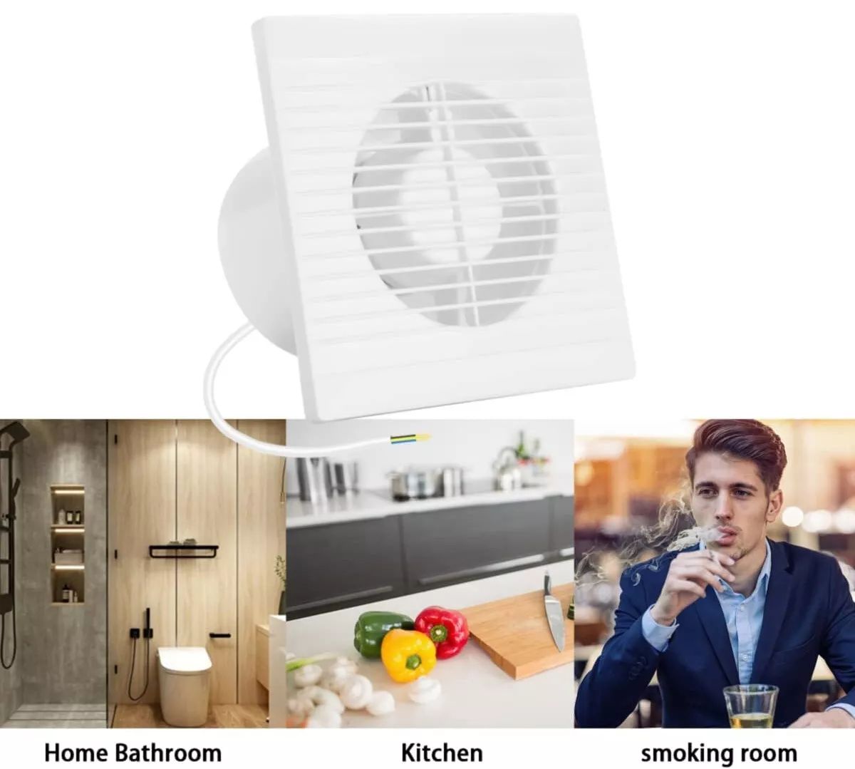 Silent Exhaust Fan Wall Mounted Strong Power Air Extractor for Ceiling 4" inch Air Flow Pipe Blower Window Ventilation with LED Indicator for Bathroom Living Room, Grow House, Kitchen, Garage, Basemen