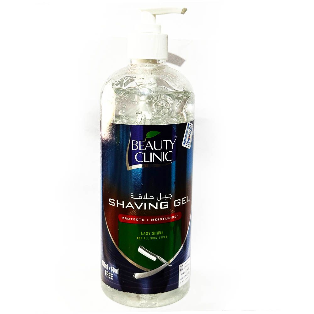 Beauty Clinic 700ml+60ml Free Shaving Gel - Non Foaming for all skin types - Refreshing Clear Easy Shave