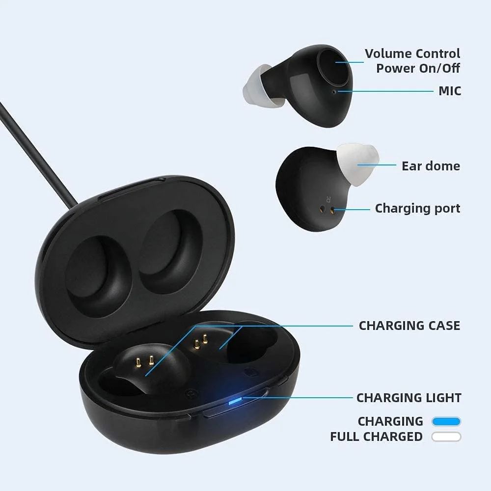 Jinghao JH-A39 Rechargeable Hearing Aids with ANC Active Noise Cancellation Elderly Adjustable Sound Amplifier Modern for Mild to Moderate Hearing Gift Seniors Portable Charger Case Upgrade Model