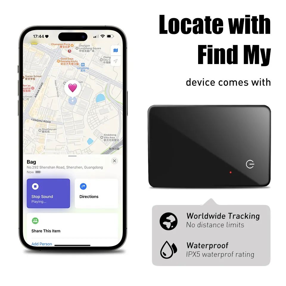 Mfi Ultra Thin Rechargeable Anti Lost Device Position Tracking Finder Works with Apple Find My Device Gps Locator Tag Smart Wallet Tracker Card Purse iphone