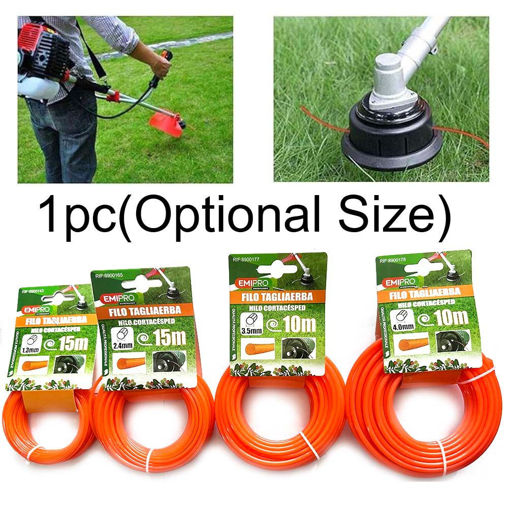 Nylon Grass Trimmer Line Replacement Spool Brush Cutter Lawn Mower Accessory Wire String Petrol Twine Cutting Cable Garden Tools Round Mowing Width 1.3mm/2.4mm/3.5mm/4.0mm Length 10m/15m