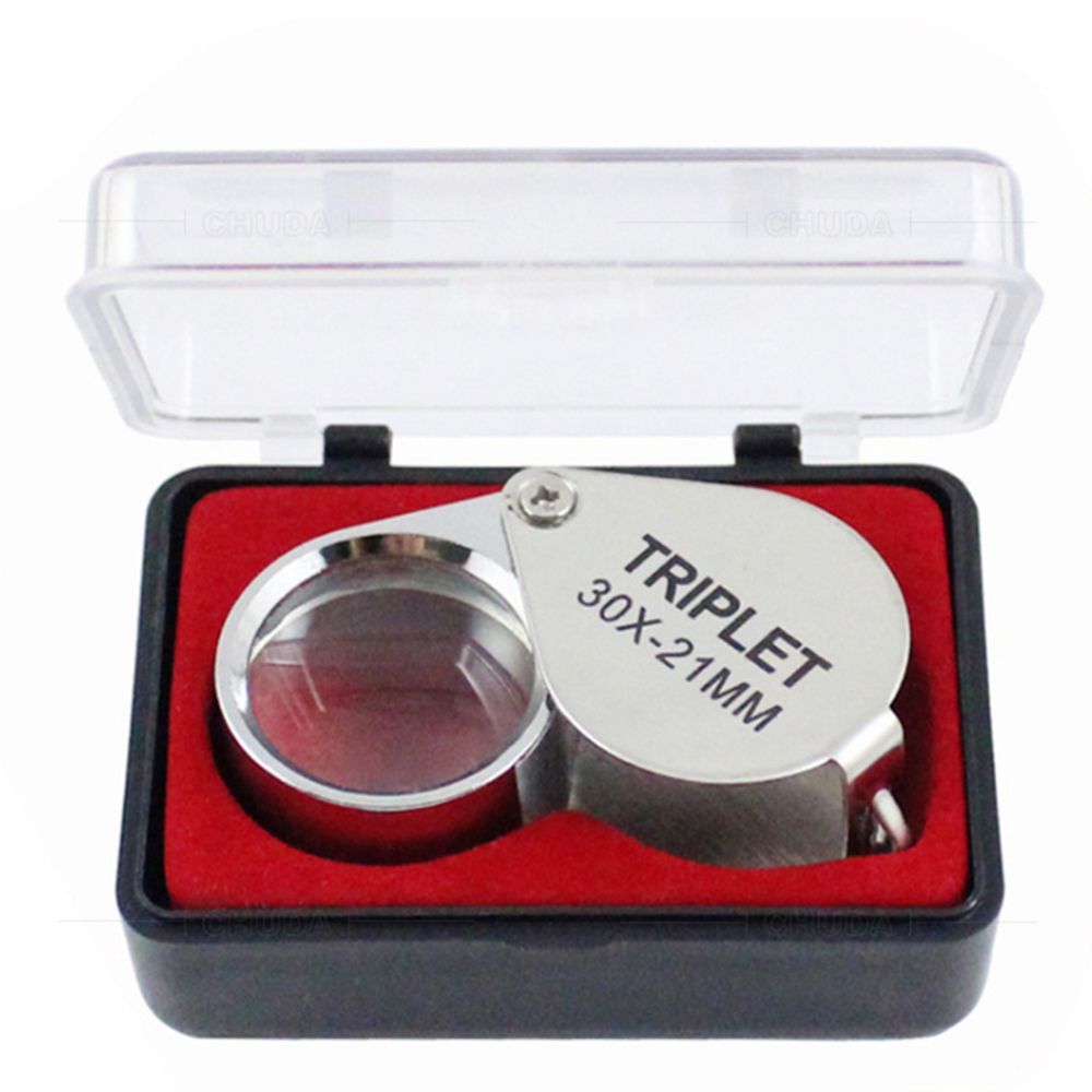 30X Portable Folding Jeweler's Loupe Triplet Jewelry Magnifying Glass Pocket Size Diamond Magnifier Glasses 21mm Loop for Gems, Jewellery, Coins, Map, Stamps, Antiques, Watches Elders Gift, 30X-21MM