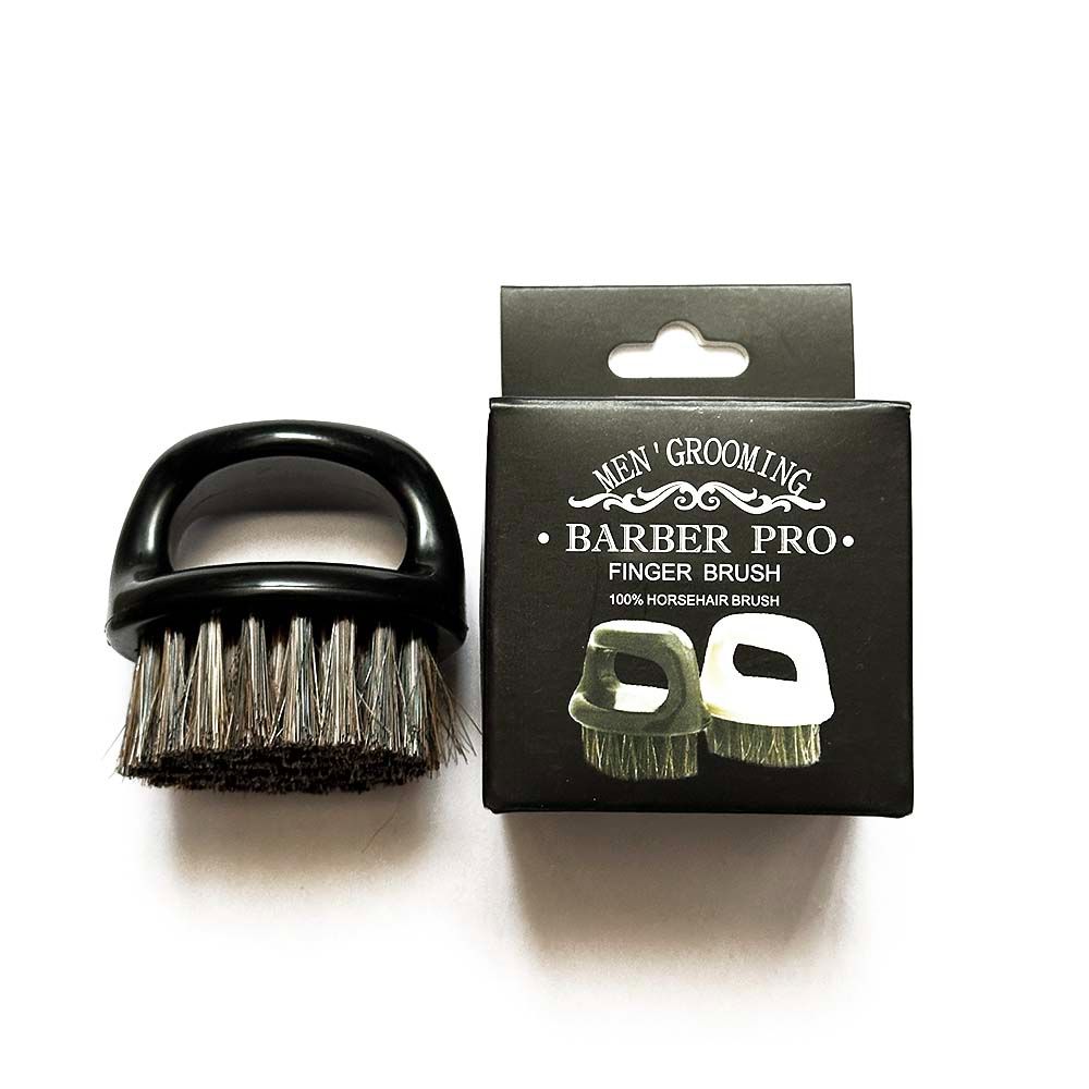 Barber Pro Beard Brush for Men  Fade, Face and Neck Finger Brush, Mustache and Hair Brush - Soft Bristles for Styling and Sweeping Grooming