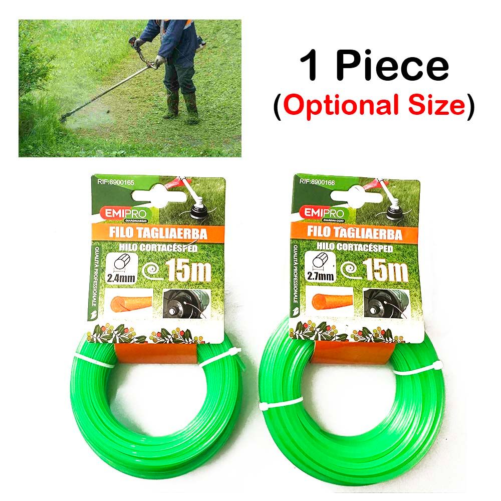 Nylon Grass Trimmer Line Replacement Spool Brush Cutter Lawn Mower Accessory Wire String Petrol Twine Cutting Cable Garden Tools Round Mowing Width 1.3mm/2.4mm/3.5mm/4.0mm Length 10m/15m