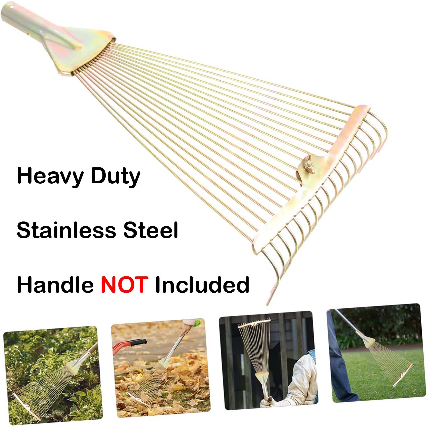 Heavy Duty Steel Convertible Leaf Rake Leaves Cleaning Soil Digging Tool Garden Accessories Toothed Lawn Replacement Wire