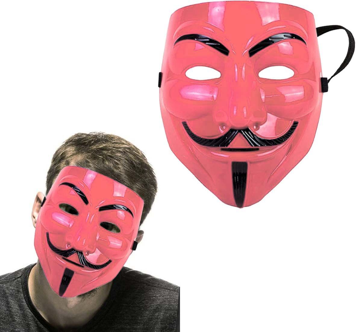 Vendetta Comic Anonymous Hacker Face Mask Fawkes Stylish and Iconic V for Vendeta Red Cosplay Fans Movie and Graphic Novel Halloween Costume