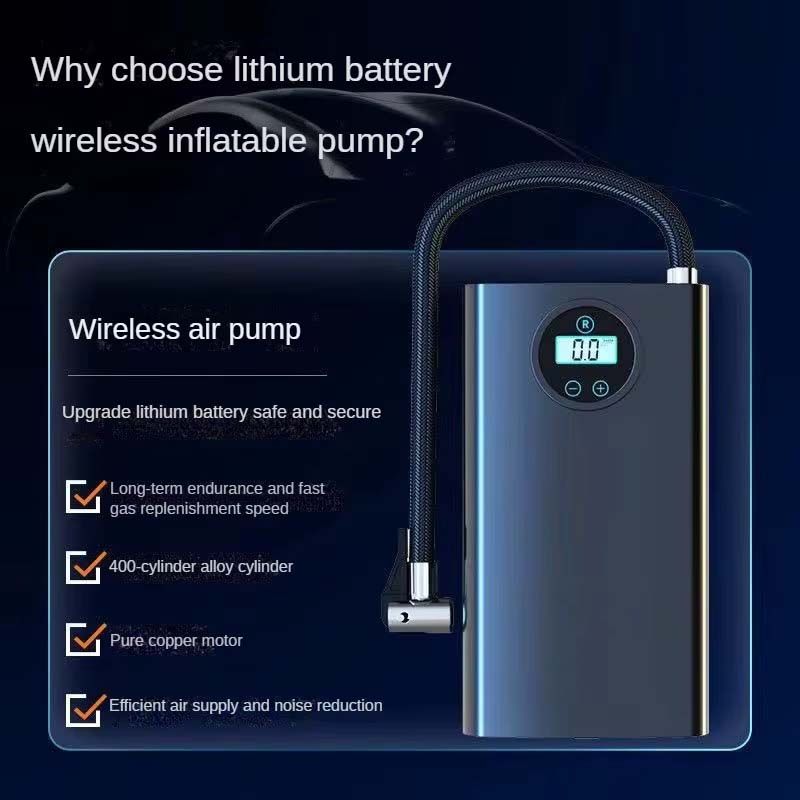Wireless Portable Electric Air Compressor Rechargeable High Precision Car Tyre Pressure Pump Inflator LCD Display Tire Inflater for Motorcycle Bike Ball 150psi Inflating Digital Gauge Motorbike Auto B