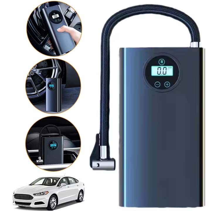 Wireless Portable Electric Air Compressor Rechargeable High Precision Car Tyre Pressure Pump Inflator LCD Display Tire Inflater for Motorcycle Bike Ball 150psi Inflating Digital Gauge Motorbike Auto B