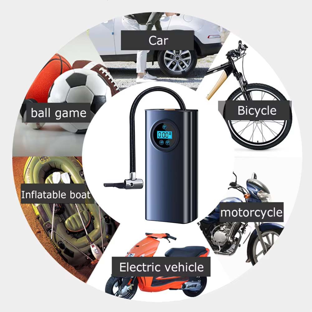 Wireless Portable Electric Air Compressor Rechargeable High Precision Car Tyre Pressure Pump Inflator LCD Display Tire Inflater for Motorcycle Bike Ball 150psi Inflating Digital Gauge Motorbike Auto B