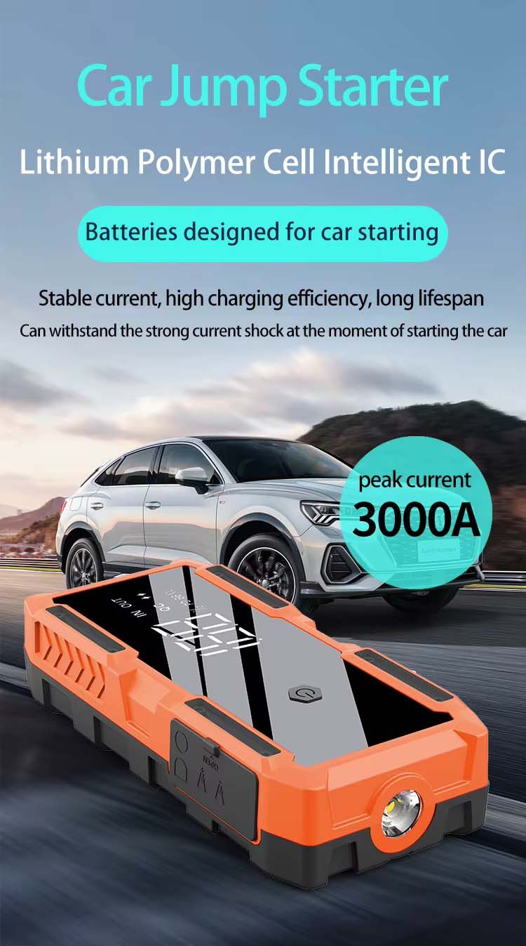 12V 3000A Peak Powerful Car Jump Starter Battery Charger 18000mAh Waterproof + Plastic Case Portable Power Bank LED Torch Light Jumpstarter  66.6Wh(14.8V/66600mWh) A19