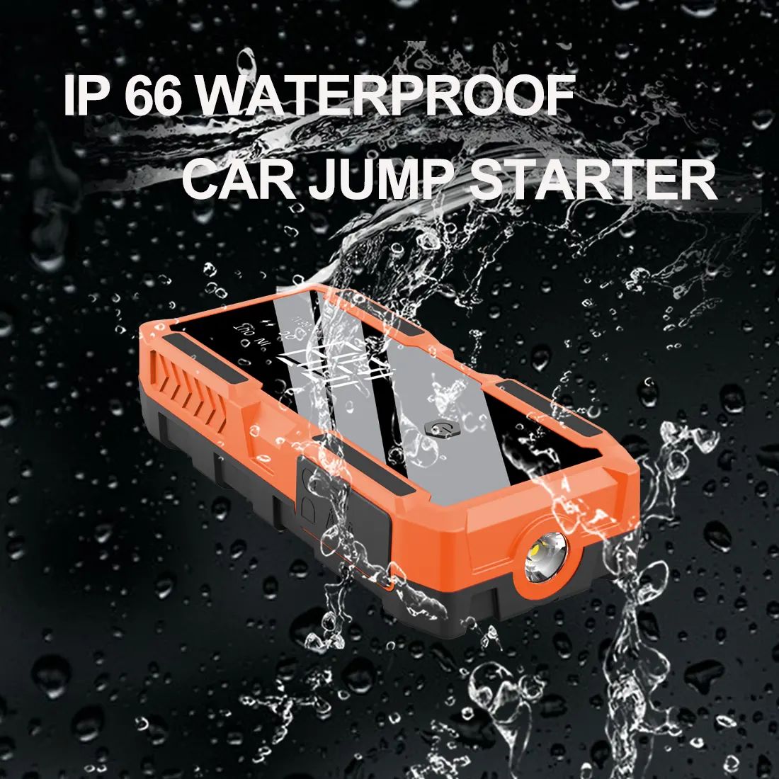 12V 3000A Peak Powerful Car Jump Starter Battery Charger 18000mAh Waterproof + Plastic Case Portable Power Bank LED Torch Light Jumpstarter  66.6Wh(14.8V/66600mWh) A19