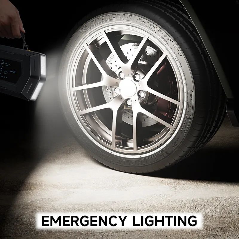 5 in 1 Jumpstarter 12000mAh Portable Cordless Smart Clip Air Blower Tire Inflator LED Lighter Power Bank Jump Starter for Car Airbed Swin Ring HW03