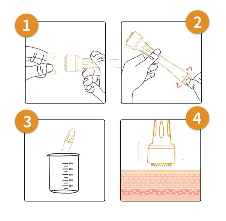 Derma Stamp Microneedle Adjustable 100 Micro Needles Length for Face / Hair /Beard /Scalp Hair Growth Stainless Steel