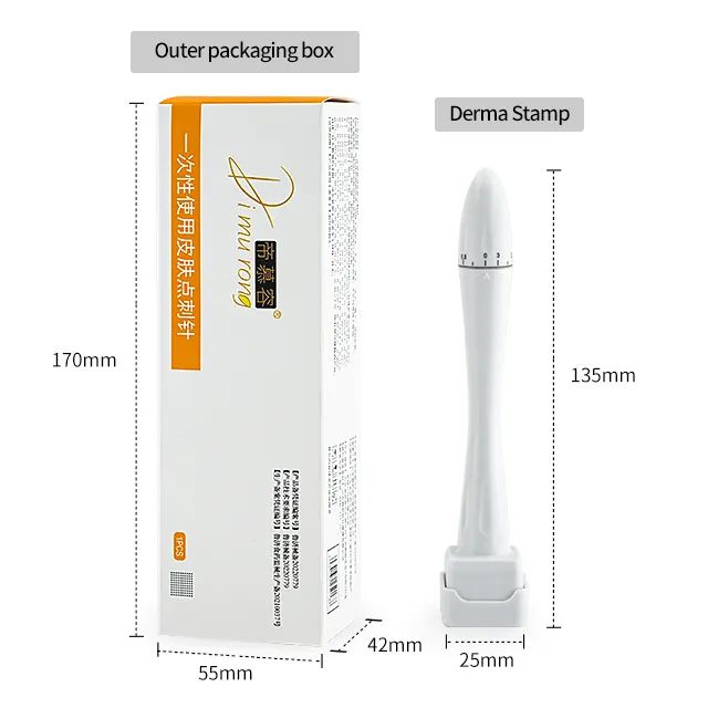 Derma Stamp Microneedle Adjustable 100 Micro Needles Length for Face / Hair /Beard /Scalp Hair Growth Stainless Steel