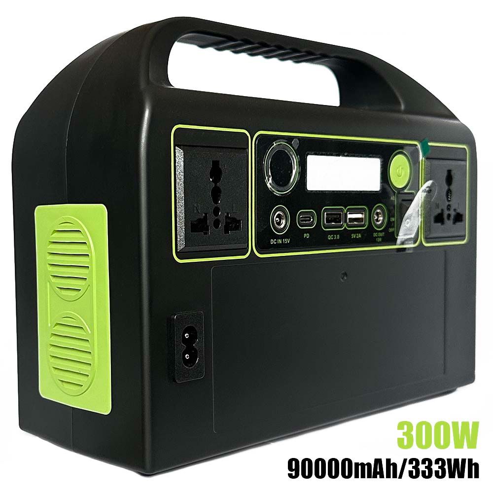 333Wh 300W Portable Power Station Storage - AC 220V/ QC 3.0/ 12V DC/ USB High Energy Bank Rechargeable Lithium Battery LED Light Charging Home Camping Standby Outage Emergency Backup Blackout RV