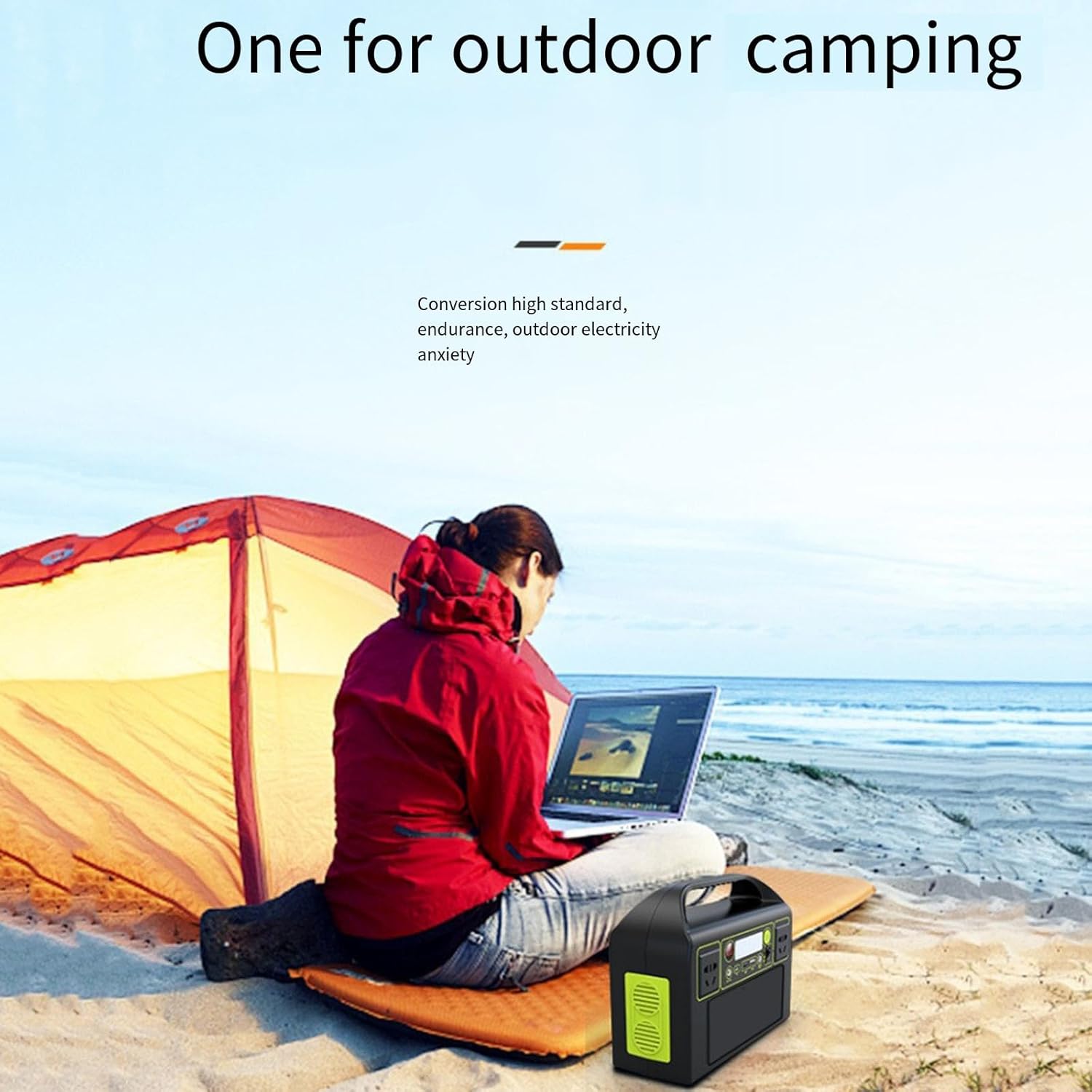 333Wh 300W Portable Power Station Storage - AC 220V/ QC 3.0/ 12V DC/ USB High Energy Bank Rechargeable Lithium Battery LED Light Charging Home Camping Standby Outage Emergency Backup Blackout RV