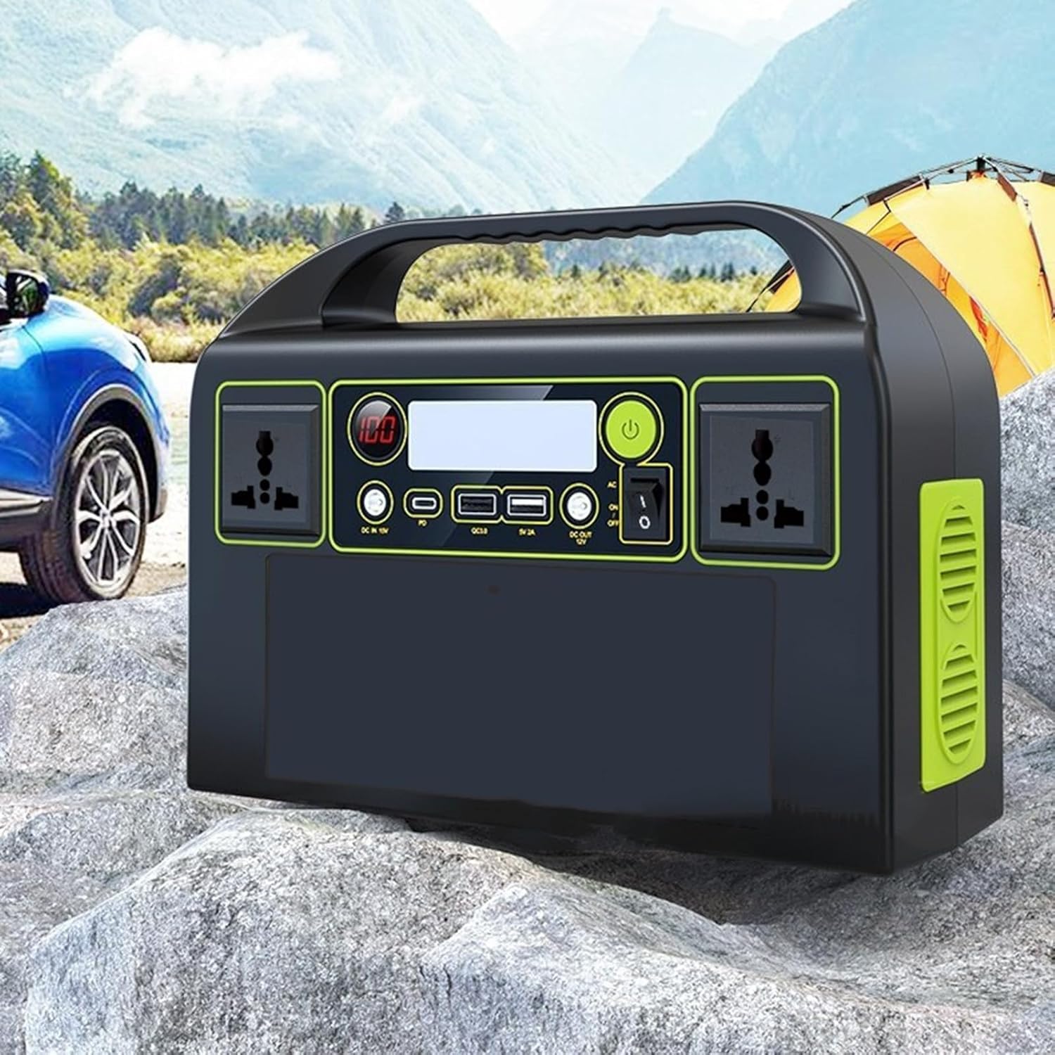 333Wh 300W Portable Power Station Storage - AC 220V/ QC 3.0/ 12V DC/ USB High Energy Bank Rechargeable Lithium Battery LED Light Charging Home Camping Standby Outage Emergency Backup Blackout RV