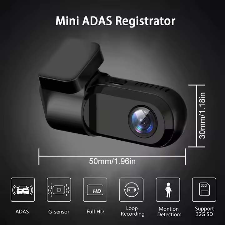 Mini 720P HD USB Car Dash Camera + ADAS Assisted System for Android Black Box With Video Recorder Universal Dashboard Cam for Dvd Dashcam Wide Angle Car Dvr Motion Detection Lane Assist Reverse Vision