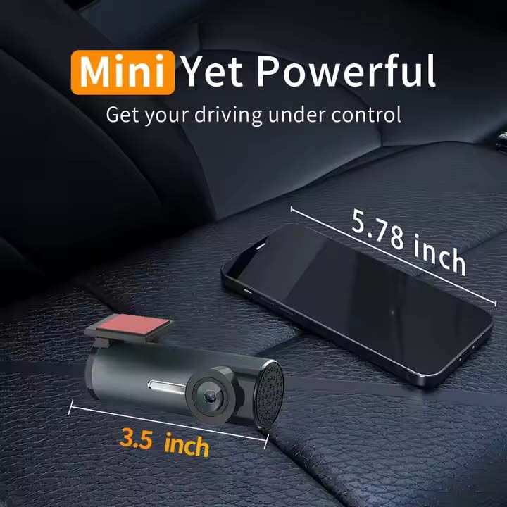 USB Wi-Fi 1080P Full HD Dash Cam Car Recorder with WiFi & APP, Easy to Stick, Night Vision, 24H Parking Mode, Loop Recording Hidden Driving Dashcam Camera, Adjustable arm,