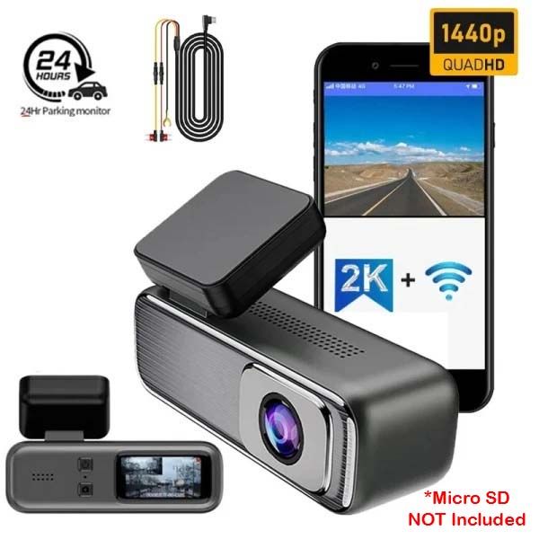 2K Dash Cam for Cars 1440p Front Camera for Vehicle WiFi APP Car DVR 24H Parking Monitor ACC Black Box Video Recorder Smart Motion & Collision Accident Detection Phone G-Sensors Night Vision Dashcam