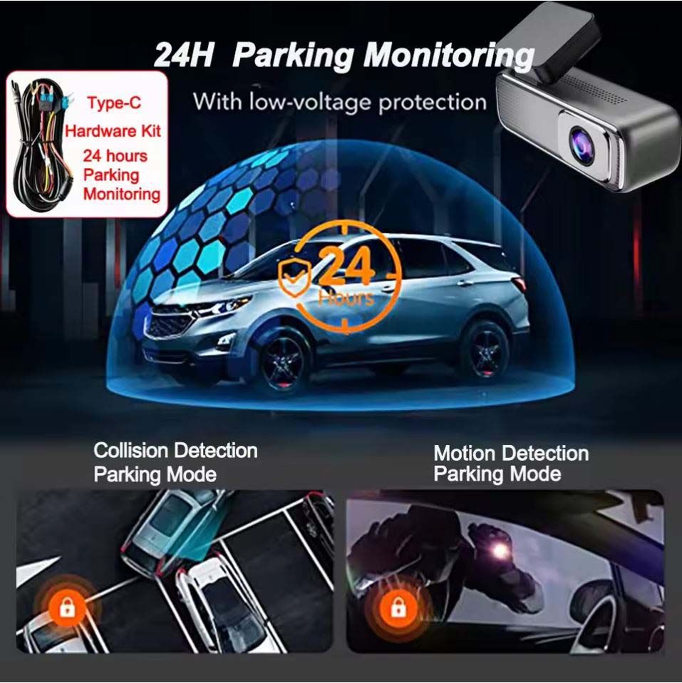 2K Dash Cam for Cars 1440p Front Camera for Vehicle WiFi APP Car DVR 24H Parking Monitor ACC Black Box Video Recorder Smart Motion & Collision Accident Detection Phone G-Sensors Night Vision Dashcam