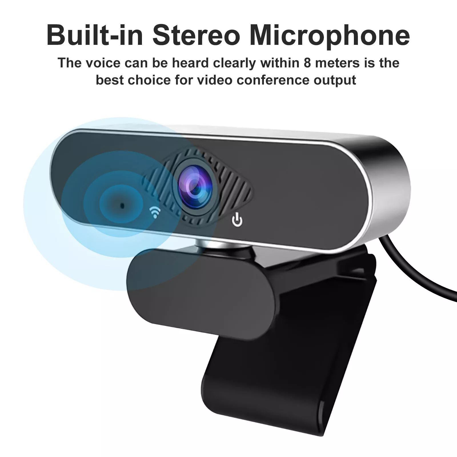 USB Webcam 1080P Full HD Auto Focusing Clip Web Cam Built-in Mic for Laptop Desktop PC + Mini Tripod Stand Microphone Video Call Streaming 1920x1080