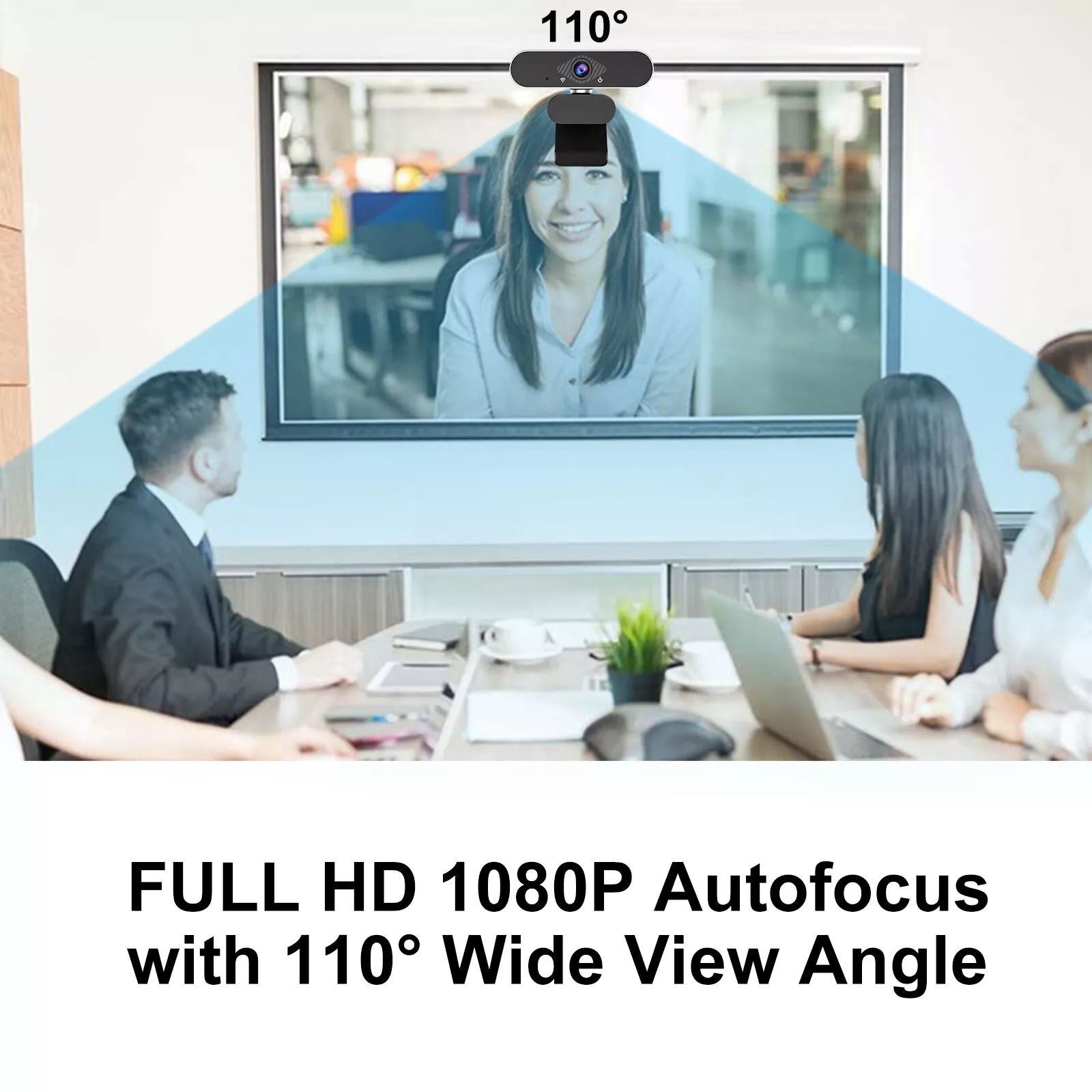 USB Webcam 1080P Full HD Auto Focusing Clip Web Cam Built-in Mic for Laptop Desktop PC + Mini Tripod Stand Microphone Video Call Streaming 1920x1080