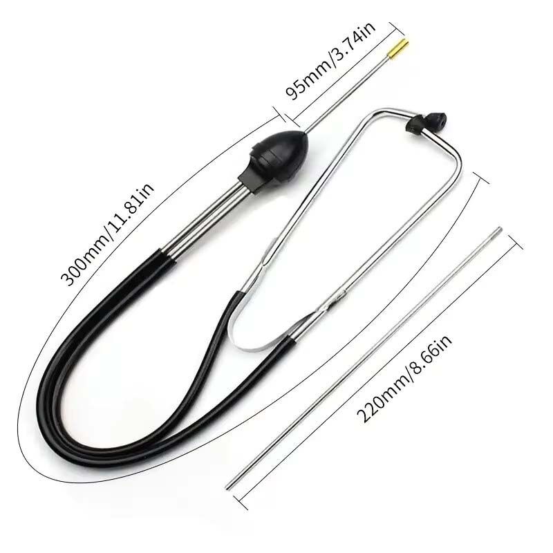 Mechanics Cylinder Stethoscope Car Engine Block Diagnostic Engine Noise Hearing Tool Stainless Steel Detection Automotive Truck/ Motorcycle Diagnosis Detector + Extra 10" Extension Probe
