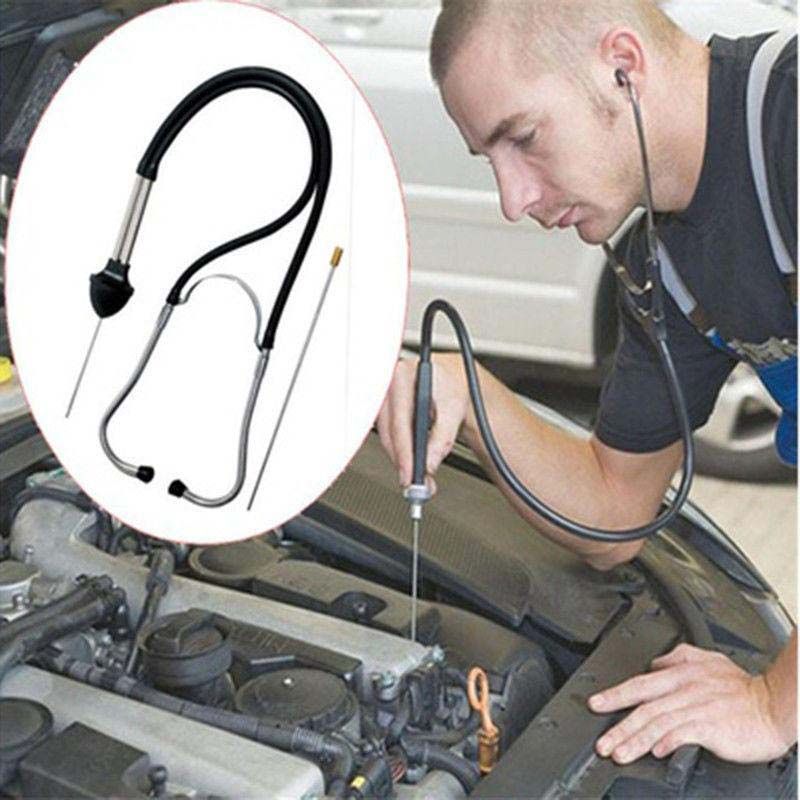 Mechanics Cylinder Stethoscope Car Engine Block Diagnostic Engine Noise Hearing Tool Stainless Steel Detection Automotive Truck/ Motorcycle Diagnosis Detector + Extra 10" Extension Probe