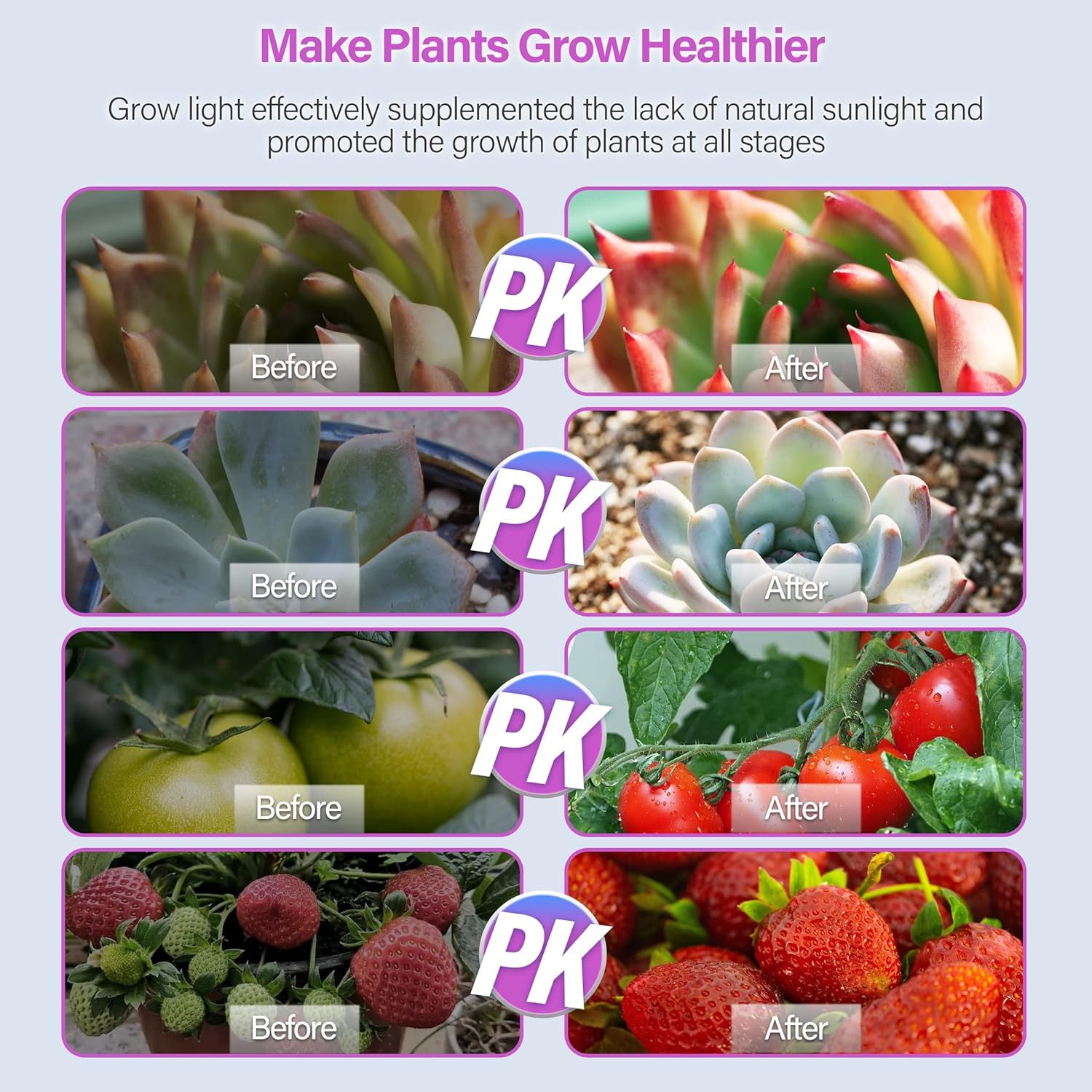 Red & Blue USB LED Plant Grow Light Strips Full Spectrum for Indoor Plants with Auto ON/Off 3/9/12H Timer, 10 Dimmable Levels Per Tube, Artificial UV Sunlike Grow Lamp for Hydroponics Succulent, Singl