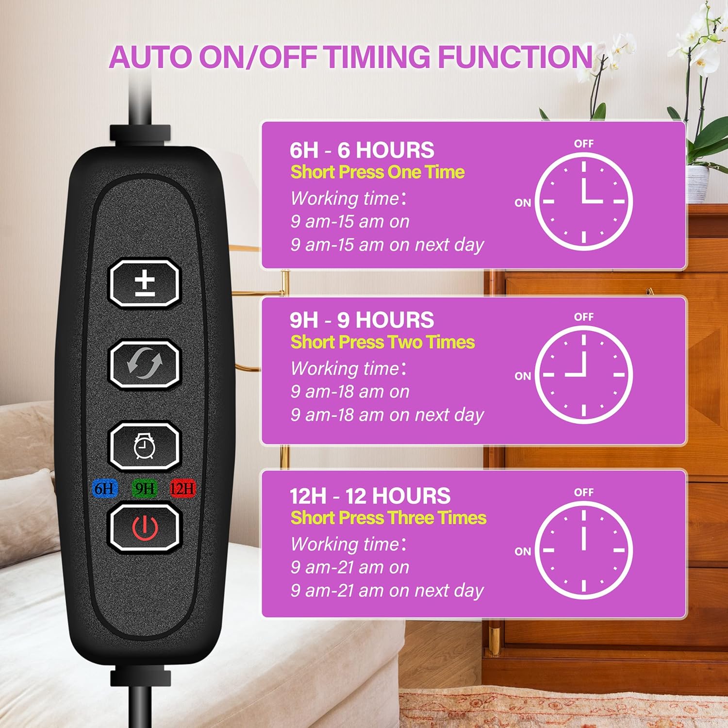 Red & Blue USB LED Plant Grow Light Strips Full Spectrum for Indoor Plants with Auto ON/Off 3/9/12H Timer, 10 Dimmable Levels Per Tube, Artificial UV Sunlike Grow Lamp for Hydroponics Succulent, Singl