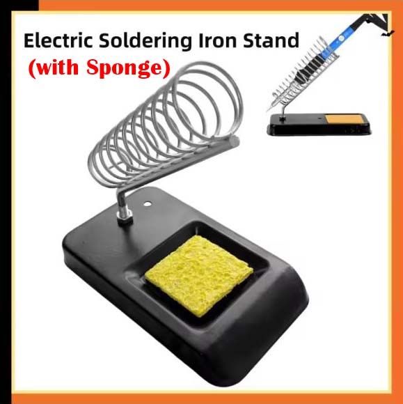 Soldering Iron Stand Portable Gun Holder Tin with Welding Cleaning Sponge Pads High Temperature Resistance Screw Fixing Metal Support Station Frame Electric Solder Accessories