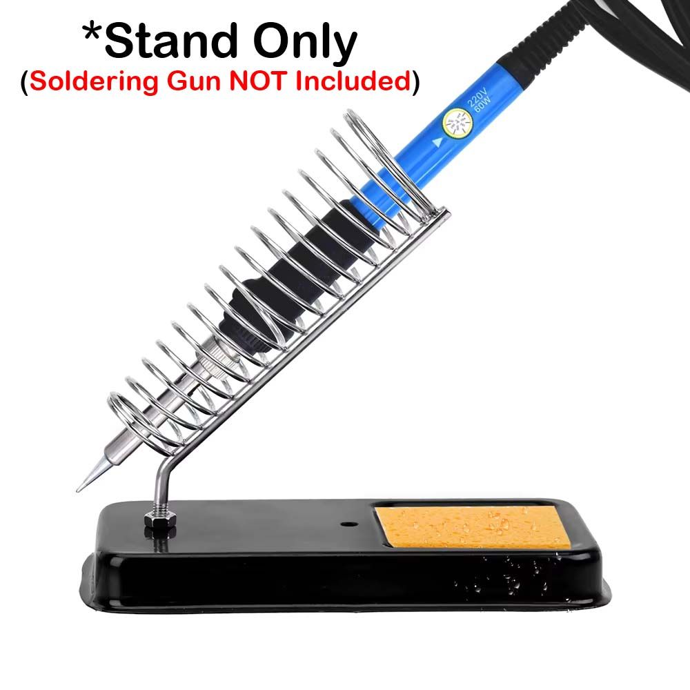 Soldering Iron Stand Portable Gun Holder Tin with Welding Cleaning Sponge Pads High Temperature Resistance Screw Fixing Metal Support Station Frame Electric Solder Accessories