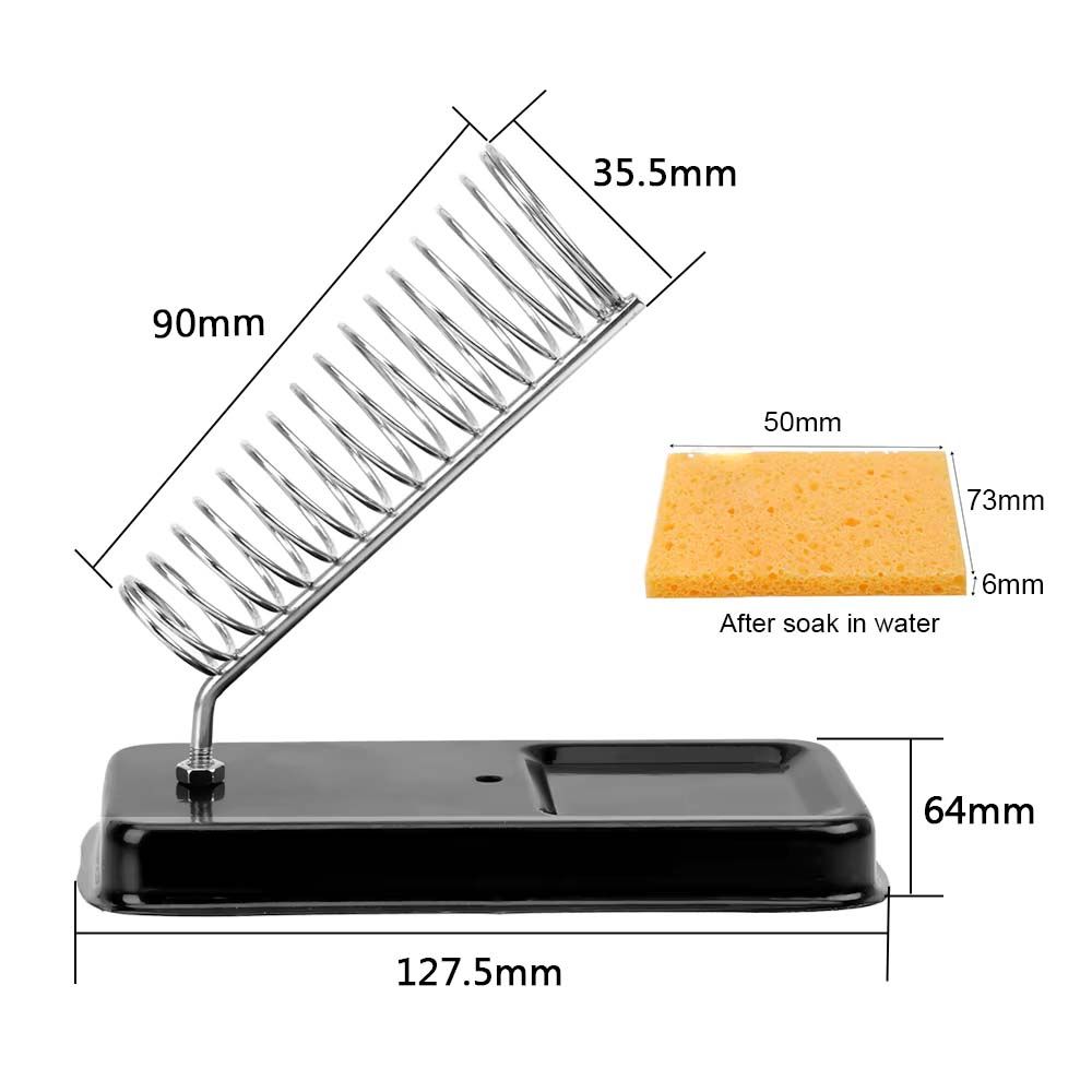 Soldering Iron Stand Portable Gun Holder Tin with Welding Cleaning Sponge Pads High Temperature Resistance Screw Fixing Metal Support Station Frame Electric Solder Accessories