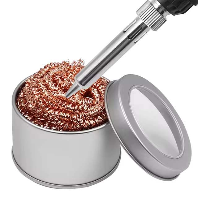 Solder Tip Cleaner Cleaning Ball Desoldering Soldering Iron Mesh Filter Nozzle Copper Wire Metal Dross Box Clean Ball Welding Tips