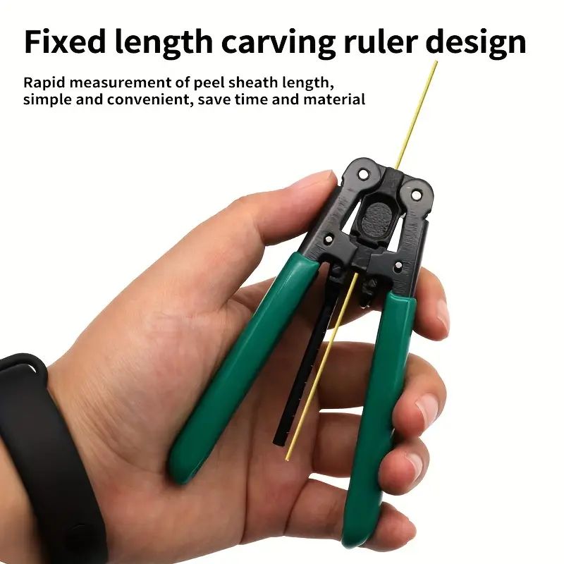 Fiber Optic Cable Stripper with Scale for FTTH, Stripping Pliers Jacket Technician, Network Installer Horizontal Vertical Direction Blade 1/2 Core