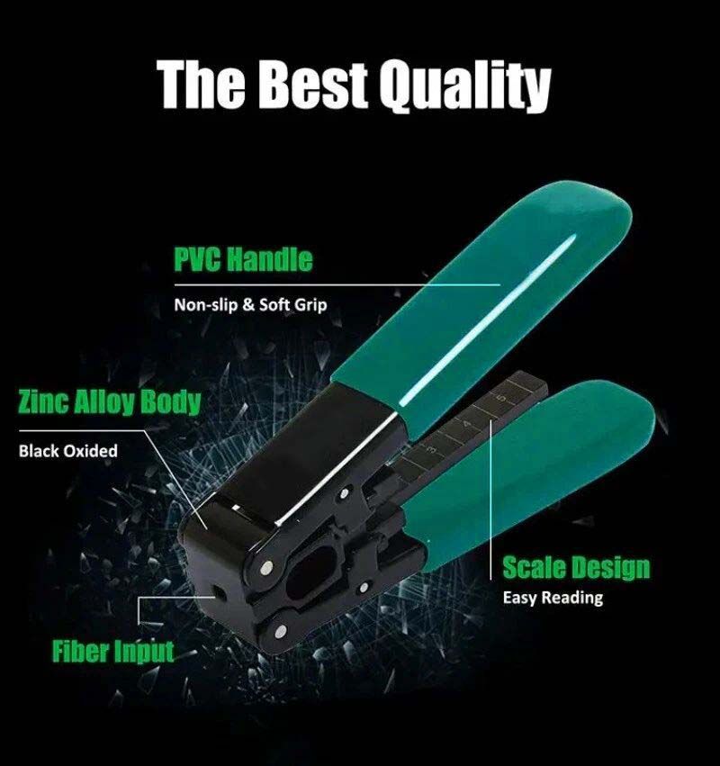 Fiber Optic Cable Stripper with Scale for FTTH, Stripping Pliers Jacket Technician, Network Installer Horizontal Vertical Direction Blade 1/2 Core