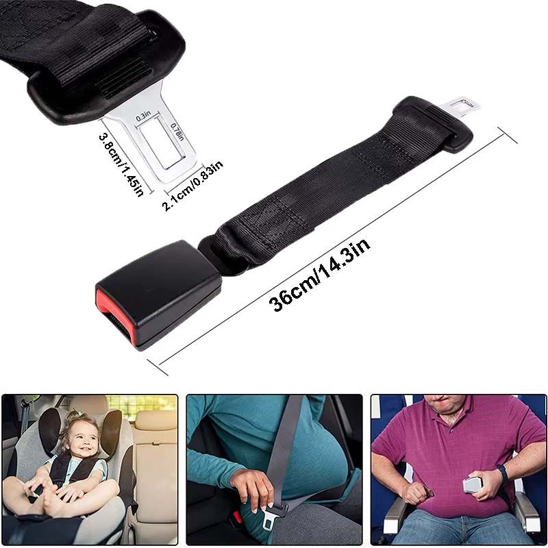 36cm Car Seat Belt Extender Safety Buckle Extension Adjustable Seatbelt Clip Plug Overweight People Pregnant Women Child Universal Beep Alarm Silencer Auto Interior Accessories