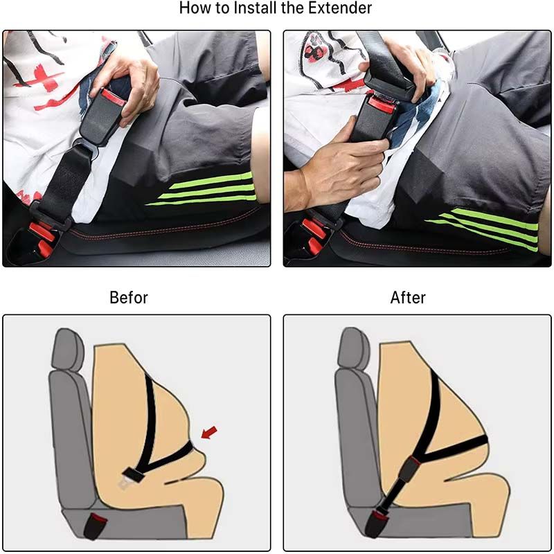 36cm Car Seat Belt Extender Safety Buckle Extension Adjustable Seatbelt Clip Plug Overweight People Pregnant Women Child Universal Beep Alarm Silencer Auto Interior Accessories