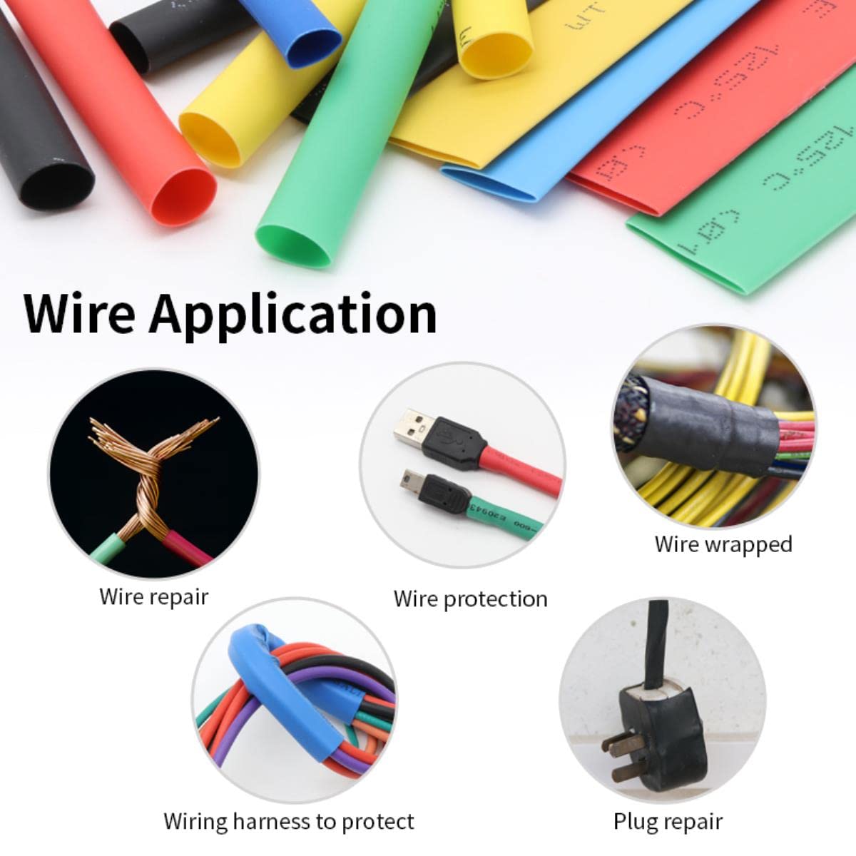 328Pcs/set Wire Heat Shrink Tubing Kit Sleeving Wrap Car Electrical Cable Tube kits Tube Polyolefin Insulation Wiring Repair Protection 8 Sizes Mixed Color Assorted Thermal Insulated